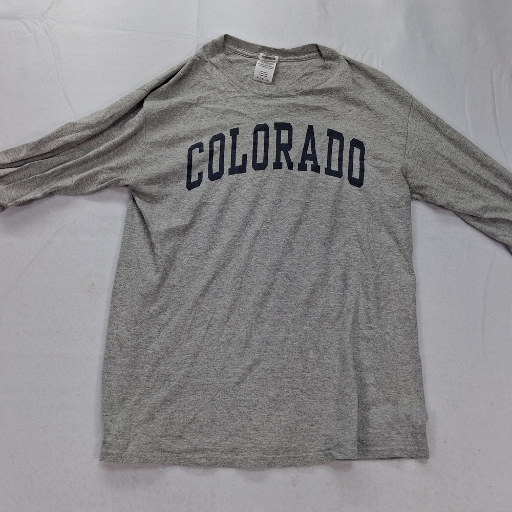 Colorado Long Sleeve Shirt Mens M Gray Graphic NCAA Football Gildan EUC